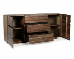 COMODA/BUFET, STIL INDUSTRIAL, WOTAN II 170CM, DIN LEMN MASIV, MDF SI FURNIR, COD 40990 - Img 4