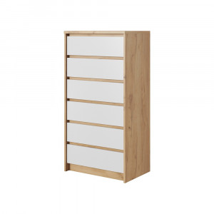 COMODA DORMITOR XELO ALB MAT/STEJAR - DESIGN MODERN