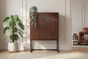 COMODA/DULAP LIVING, ORBIT 120CM, REALIZAT DIN LEMN DE MANGO 3D SI METAL, CULOARE NEAGRA, ARTIM GROUP SELECTION - Img 7