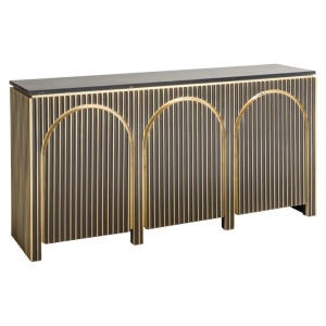 COMODA LES ARCS, 160 CM, NEGRU/AURIU MAT, DIN MDF, MARMURA SI METAL, RICHMOND INTERIORS - Img 1