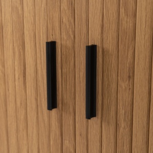 COMODA LIVING 180CM, ARTIM MEBLE, CU 2 USI SI SERTARE, REALIZAT DIN MDF SI METAL, CULOARE STEJAR, STIL MODERN - Img 6