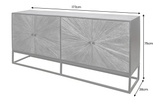 COMODA LIVING 180CM, BARRACUDA, NEGRU/MARO, DIN LEMN MASIV DE MANGO, LEMN TEC RECICLAT SI METAL - Img 7