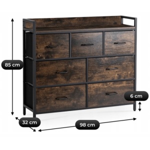COMODA LIVING 98CM, ARTIM MEBLE, CU SERTARE, REALIZATA DIN METAL SI MDF, CULOARE STEJAR RUSTIC/NEGRU, STIL MODERN - Img 9
