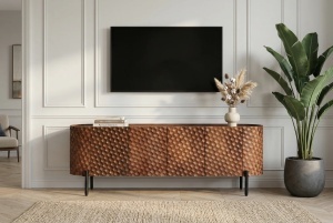COMODA LIVING, ALDON 160CM, REALIZAT DIN LEMN DE MANGO 3D SI METAL, CULOARE MARO, ARTIM GROUP SELECTION - Img 14