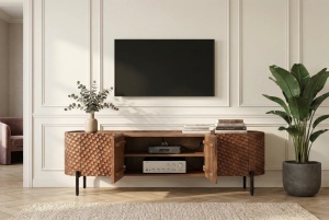COMODA LIVING, ALDON 200CM, REALIZAT DIN LEMN DE MANGO 3D SI METAL, CULOARE MARO, ARTIM GROUP SELECTION - Img 8