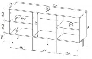COMODA LIVING, CAMA-HOLE-KOM-152-BI/BI, 152CM, DIN PLACI LAMINATE SI MDF, DESIGN MODERN - Img 4