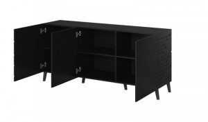 COMODA LIVING, CAMA-NOVA-KOM-CZARNY 155CM, DIN PLACI MDF, NEGRU MAT, DESIGN MODERN - Img 2