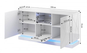 COMODA LIVING, CAMA-QIU-KOM-BI/BI 150CM, MDF LUCIOS, DIVERSE NUANTE, DESIGN MODERN - Img 2