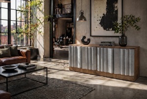 COMODA LIVING DEOSEBITA, ZALVERO 155CM, REALIZATA DIN LEMN DE MANGO SI METAL, ALUMINIU, CULOARE NATUR/ALUMINIU, INVICTA INTERIOR - Img 10