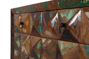 COMODA LIVING DIAMOND 100CM, REALIZATA DIN LEMN DE MANGO SI METAL, CULOARE MULTICOLOR, GINER Y COLOMER - Img 5