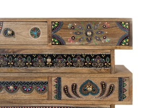 COMODA LIVING KEA 65CM, REALIZATA DIN LEMN DE MANGO SI METAL, CULOARE NATUR/MULTICOLOR, GINER Y COLOMER - Img 5
