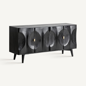 COMODA LIVING LABAR 170CM, REALIZATA DIN LEMN DE MANGO, CULOARE NEAGRA, REALIZATA MANUAL