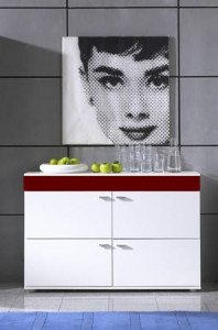 COMODA LIVING LOGO II ALB/BORDO DESIGN MODERN CM