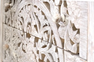 COMODA LIVING MYKONOS 80CM, REALIZATA DIN LEMN DE MANGO SI METAL, CULOARE ALB ANTICHIZAT, GINER Y COLOMER - Img 6