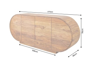 COMODA LIVING ORGANIKO 180CM, REALIZATA DIN LEMN MASIV DE TRANDAFIR, CULOARE NATUR/MARO, INVICTA INTERIOR - Img 2