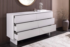 COMODA LIVING SAVOY 150CM, 3D, REALIZATA DIN MDF SI PLACA CERAMICA, CULOARE ALBA, ARTIM GROUP SELECTION - Img 6