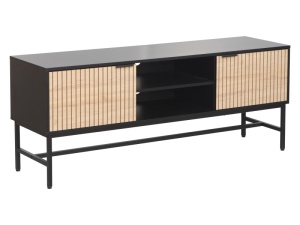 COMODA MAGO RTV, STEJAR/NEGRU MAT, DIN PAL LAMINAT SI METAL, STIL MODERN - Img 2