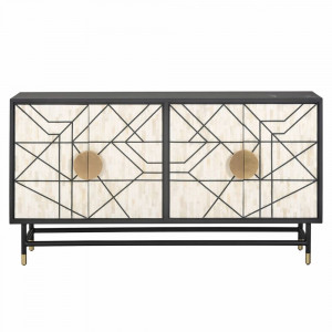 COMODA NOVAS, 150 CM, 7850, CREM/NEGRU/AURIU, DIN LEMN DE MANGO, MDF SI METAL, RICHMOND INTERIORS - Img 2