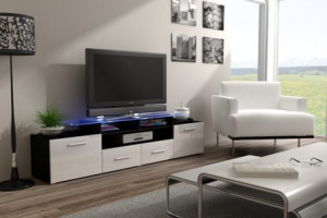 COMODA RTV CU LED EVORA NEGRU/ALB LUCIOS DESIGN MODERN CM