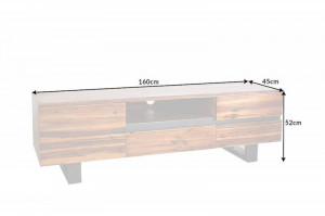 COMODA TV 160CM, GENESIS, DIN LEMN MASIV DE SALCAM SI METAL, COD 42076 - Img 6