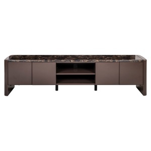 COMODA TV ALMUNDI 200CM, REALIZATA DIN MDF SI CERAMICA, ASPECT MARMURA( INFOLIAT)/MARO, STIL MODERN - Img 10