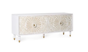 COMODA TV BALI 170CM, REALIZATA DIN LEMN DE MANGO, CULOARE ALB IVORY, GINER Y COLOMER