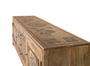 COMODA TV KEA 150CM, REALIZATA DIN LEMN DE MANGO, CULOARE NATUR/MULTICOLOR, GINER Y COLOMER - Img 5