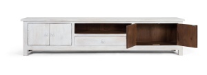COMODA TV LAHORE 230CM, REALIZATA DIN LEMN DE MANGO SI METAL, CULOARE ALB ANTICHIZAT, GINER Y COLOMER - Img 3