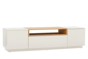 COMODA TV LOFT 160CM, REALIZATA DIN MDF SI FURNIR STEJAR, CULOARE ALB/ NATUR, ARTIM GROUP SELECTION - Img 6