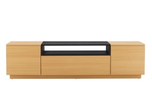 COMODA TV LOFT 160CM, REALIZATA DIN MDF SI FURNIR STEJAR, CULOARE NEGRU/NATUR, ARTIM GROUP SELECTION - Img 3