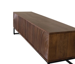 COMODA TV OCASO 170CM, REALIZATA DIN LEMN DE MANGO SI METAL, CULOARE NUC INCHIS, GINER Y COLOMER - Img 5