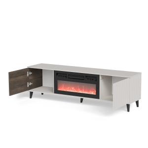 COMODA TV RANDOM 2 RTV-K+SEMINEU, 180X52 CM, CASMIR/NUC/NEGRU, DIN MDF FURNIRUIT, POLIPROPILENA SI METAL, STIL MODERN - Img 2