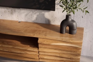 COMODA TV RELIEF 200CM, REALIZATA DIN LEMN MASIV DE SALCAM, MONTAJ PE PERETE, CULOARE NATUR, INVICTA INTERIOR - Img 8