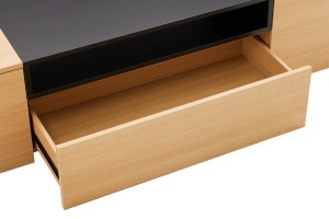 COMODA TV SUSPENDATA LOFT 160CM, REALIZATA DIN MDF SI FURNIR STEJAR, CULOARE NEGRU/NATUR, ARTIM GROUP SELECTION - Img 3