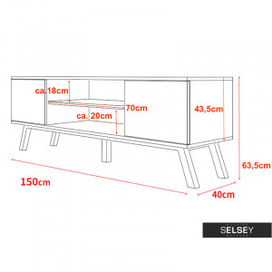 COMODA TV VERO DE CULOARE CONCRETE 150CM DESIGN SCANDINAV - Img 3