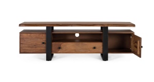 COMODA TV VETA 170CM, REALIZATA DIN LEMN DE TRANDAFIR SI METAL, CULOARE NATUR/NEGRU, GINER Y COLOMER - Img 3