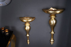 CONSOLA DE PERETE, SCALA 60CM, COD 42266, CULOARE AURIE, STIL CLASIC - Img 2