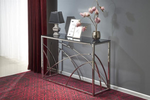 CONSOLA KN5, FUMURIU/CROM, DIN STICLA SI CADRU DIN METAL, STIL MODERN