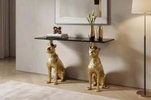 CONSOLA, PANTHER 105CM, REALIZAT DIN METAL SI MARMURA, CULOARE AURIE/NEGRU, REALIZAT MANUAL, ARTIM GROUP SELECTION - Img 3