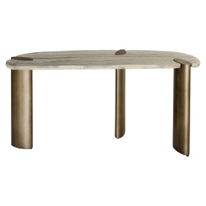 CONSOLA PERETE ARCADIA, DIN METAL SI TRAVERTIN, DE CULOARE CUPRU/GRI, RICHMOND INTERIORS