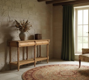 CONSOLA YAMBA 150CM, REALIZATA DIN LEMN DE TEC, CULOARE NATUR, GINER Y COLOMER - Img 3