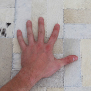 Covor de lux din piele, alb/gri/maro, patchwork, 120x180, PIELE DE VITĂ TIP 1, 0000188798 - Img 4