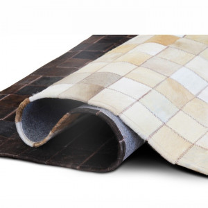 Covor de lux din piele, alb/maro/negru, patchwork, 170x240, PIELE DE VITĂ TYP 7, 0000188793 - Img 3