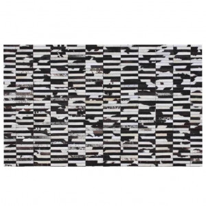 Covor de lux din piele, maro/negru/alb, patchwork, 120x180, PIELE DE VITĂ TIP 6, 0000188850