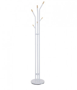 CUIER DE HAINE SANDER, 179 CM, ALB/FAG, DIN METAL SI LEMN, STIL MODERN