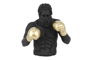 DECORATIUNE BOXER 50CM, REALIZAT DIN POLIRASINA, CULOARE NEGRU/AURIU, REALIZAT MANUAL, ARTIM GROUP SELECTION - Img 3
