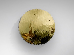 DECORATIUNE PERETE, MATRIX 100CM, METAL, AURIE, DESIGN EXCLUSIV - Img 2