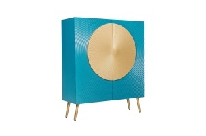DULAP /BUFET LIVING AURUM 120CM, REALIZAT DIN LEMN DE MANGO SI PICIOARE DIN METAL, CULOARE TURCOAZ/AURIU