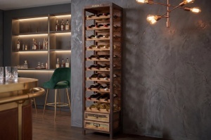 DULAP DE VINURI DEOSEBIT, BODEGA 190CM, REALIZAT DIN LEMN DE PIN SI METAL, CULOARE NATUR, ARTIM GROUP