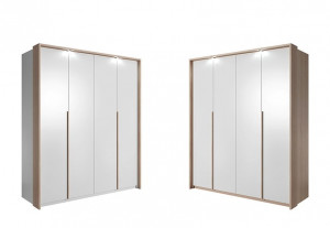 DULAP DORMITOR CU LED XELO 185 ALB/STEJAR AURIU DESIGN SCANDINAV LSK - Img 1